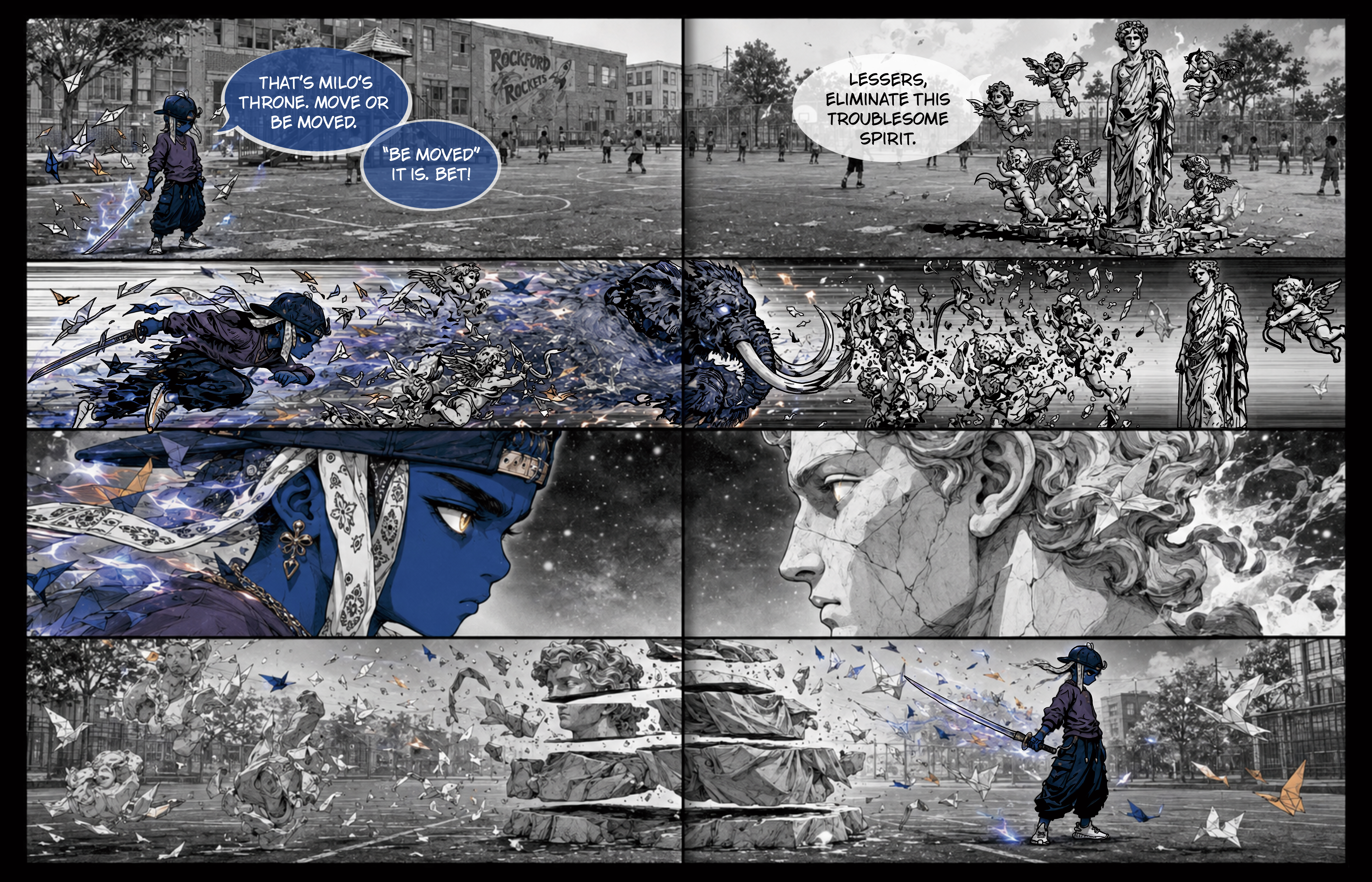 BAYNG issue 1 two-page spread for pages 3 and 4.